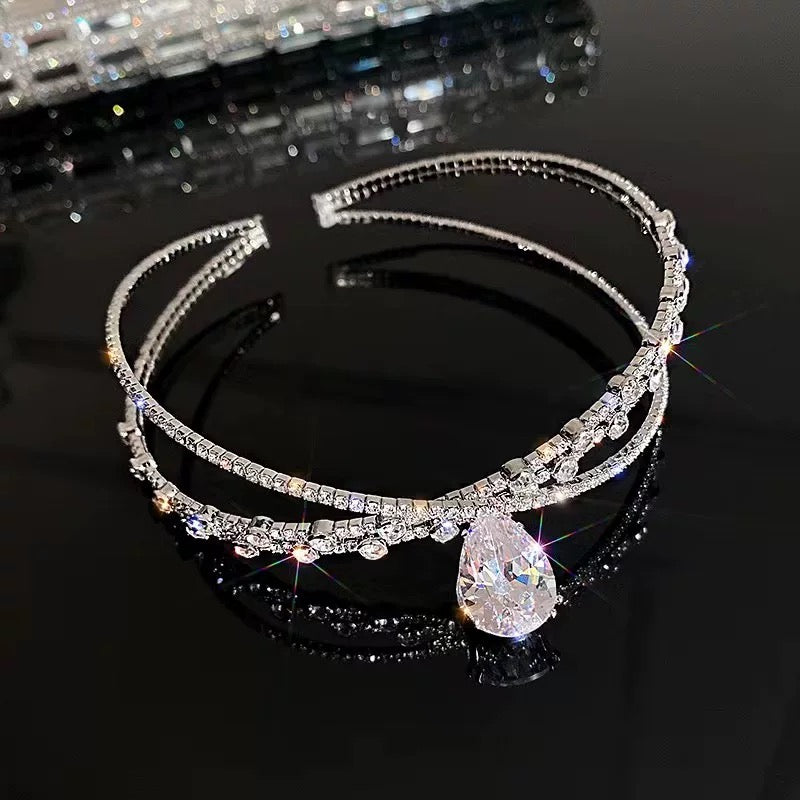 Rhinestone Zircon Drop Choker Necklace/Headband