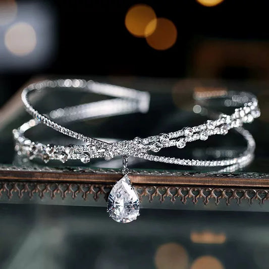 Rhinestone Zircon Drop Choker Necklace/Headband