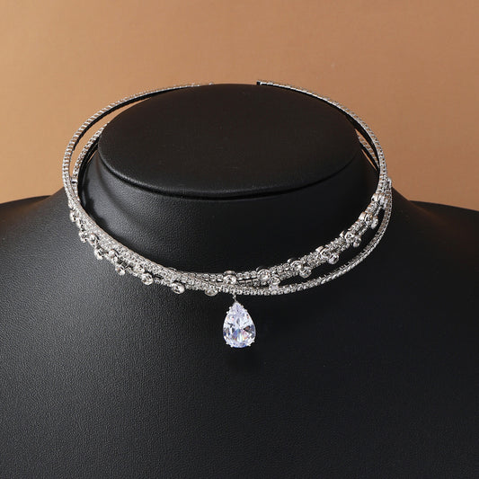 Rhinestone Zircon Drop Choker Necklace/Headband
