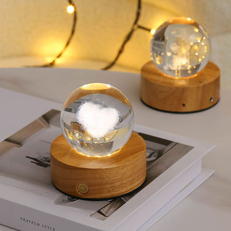 Celestial LED Glass Night Lamp with Starry Sky Effect.