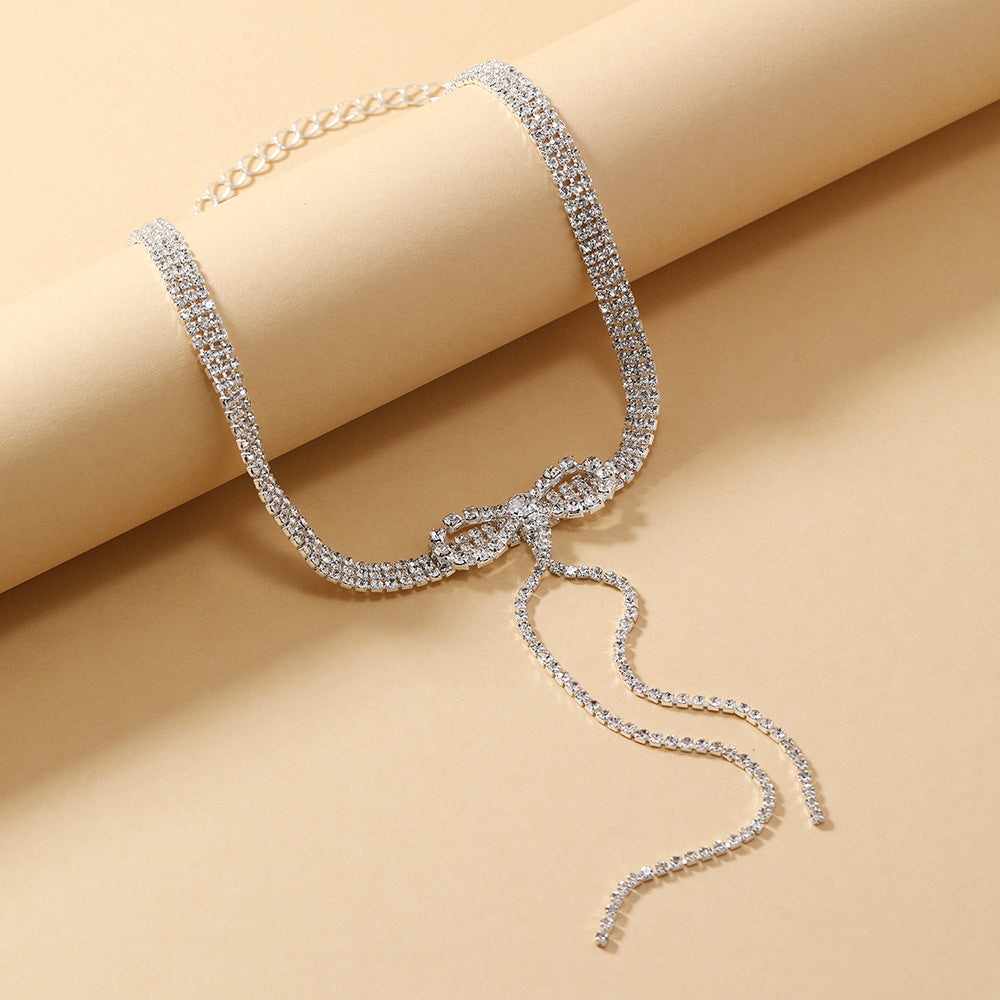 Bow Rhinestone Necklace Choker
