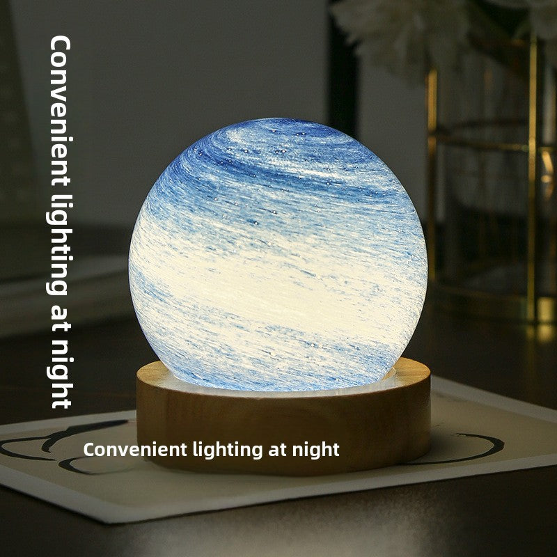 Starry Sky Glass LED Night Lamp - Enchanting Bedside Decor with Gift Packaging.