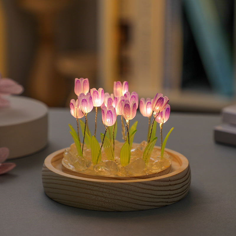 Enchanting Tulip Night Light - Decorative Atmosphere Lamp for Girls' Christmas Gifts.