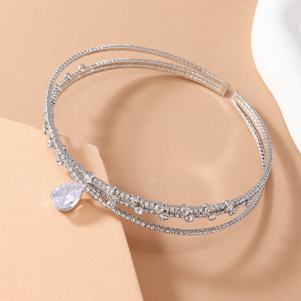 Rhinestone Zircon Drop Choker Necklace/Headband