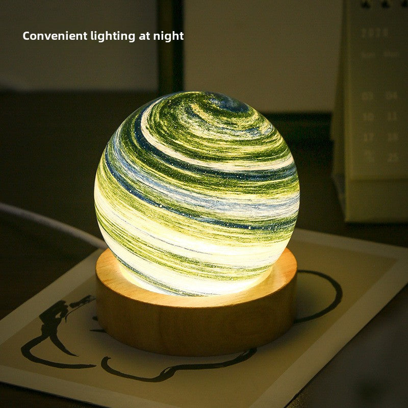 Starry Sky Glass LED Night Lamp - Enchanting Bedside Decor with Gift Packaging.