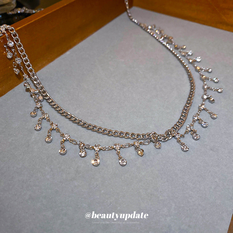 Diamond-encrusted tassel double-layer waist chain, high-end sense of light luxury, temperament, body chain, niche commuting, new wild accessories, wholesale