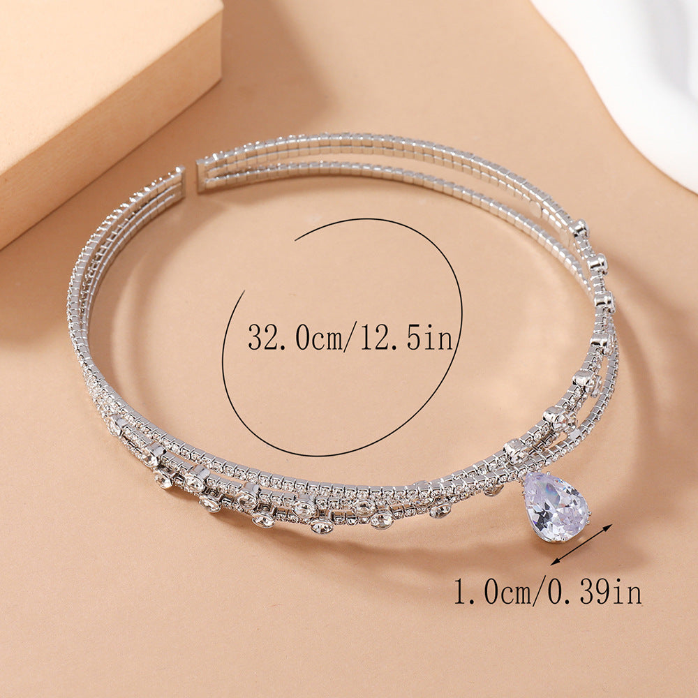 Rhinestone Zircon Drop Choker Necklace/Headband