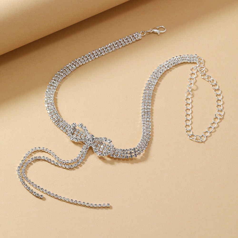 Bow Rhinestone Necklace Choker