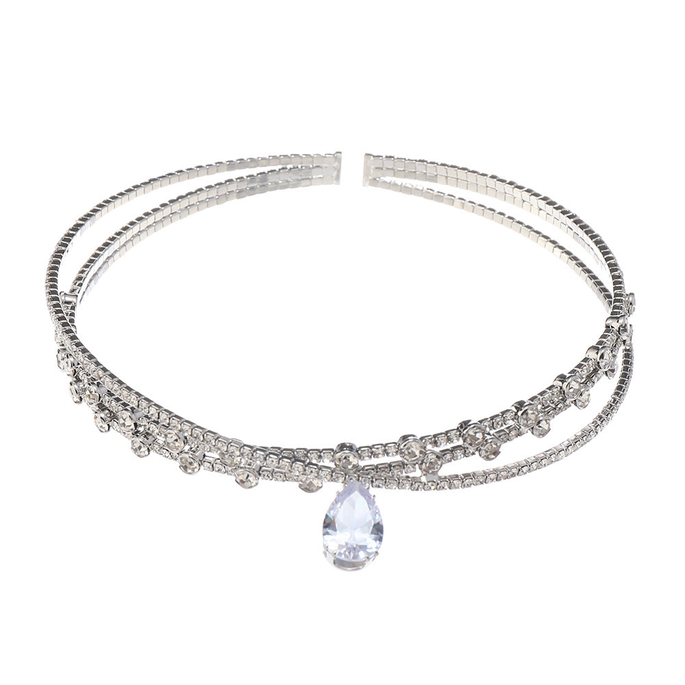 Rhinestone Zircon Drop Choker Necklace/Headband
