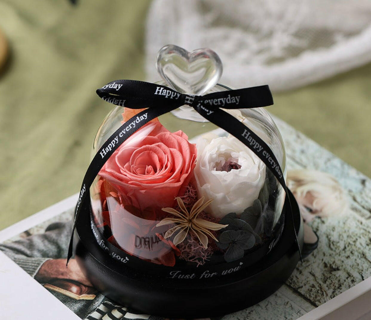 Eternal Flower Glass Cover Gift Box.