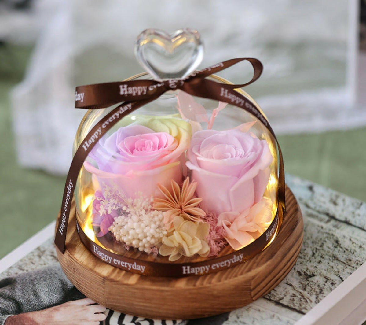 Eternal Flower Glass Cover Gift Box - Bewell Home