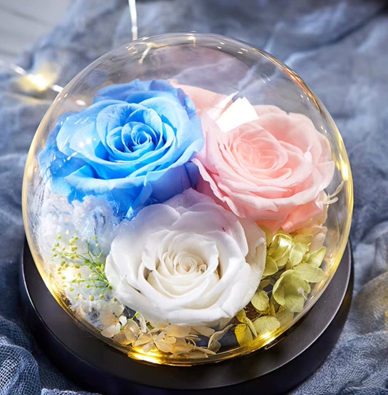 Eternal Flower Rose Bouquet with Glass Gift Box - Bewell Home