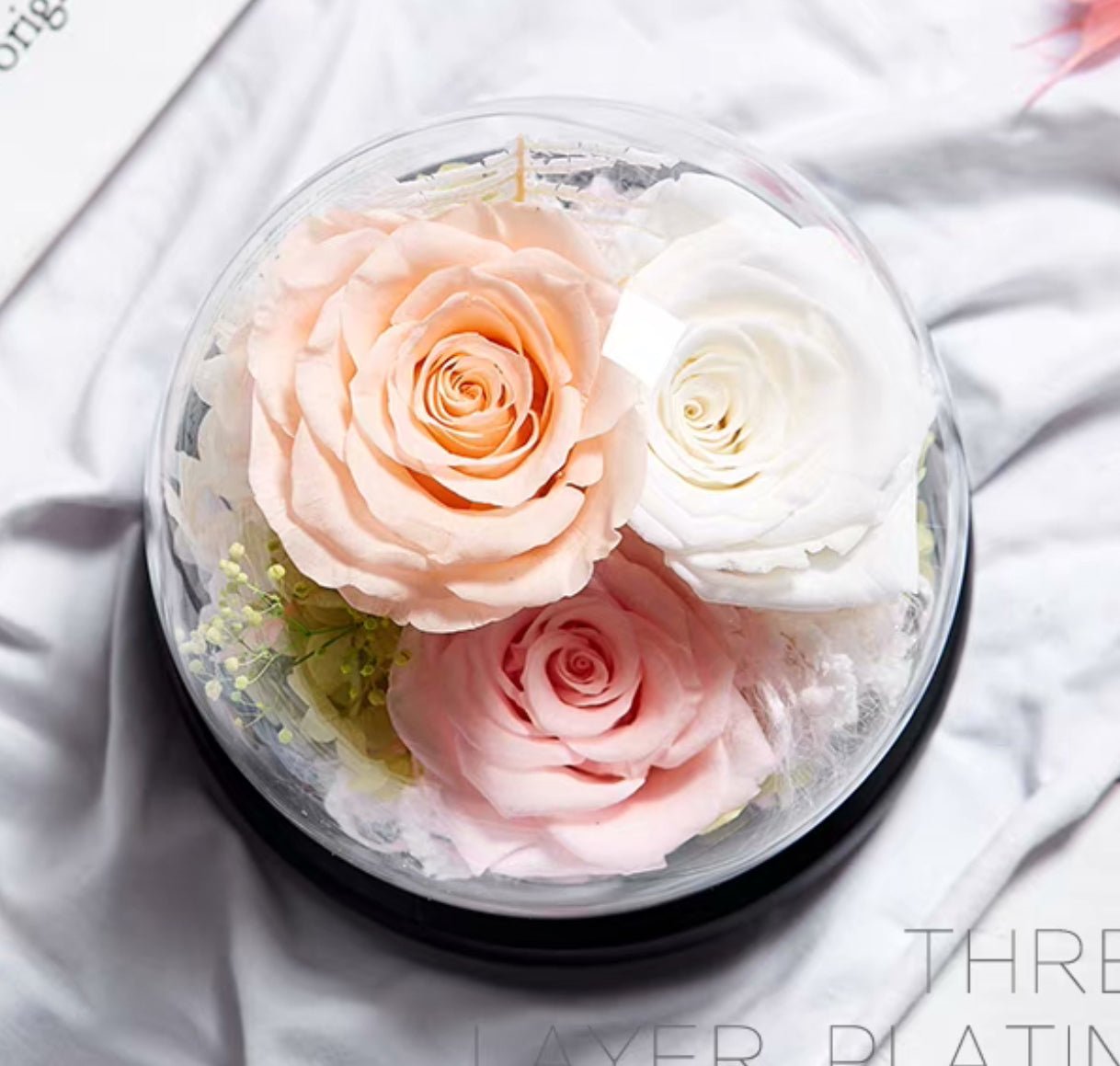 Eternal Flower Rose Bouquet with Glass Gift Box - Bewell Home