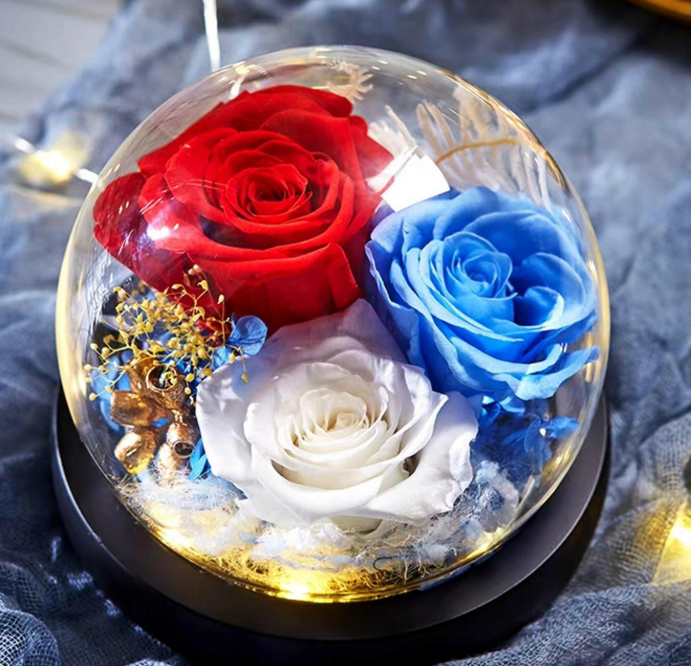 Eternal Flower Rose Bouquet with Glass Gift Box - Bewell Home