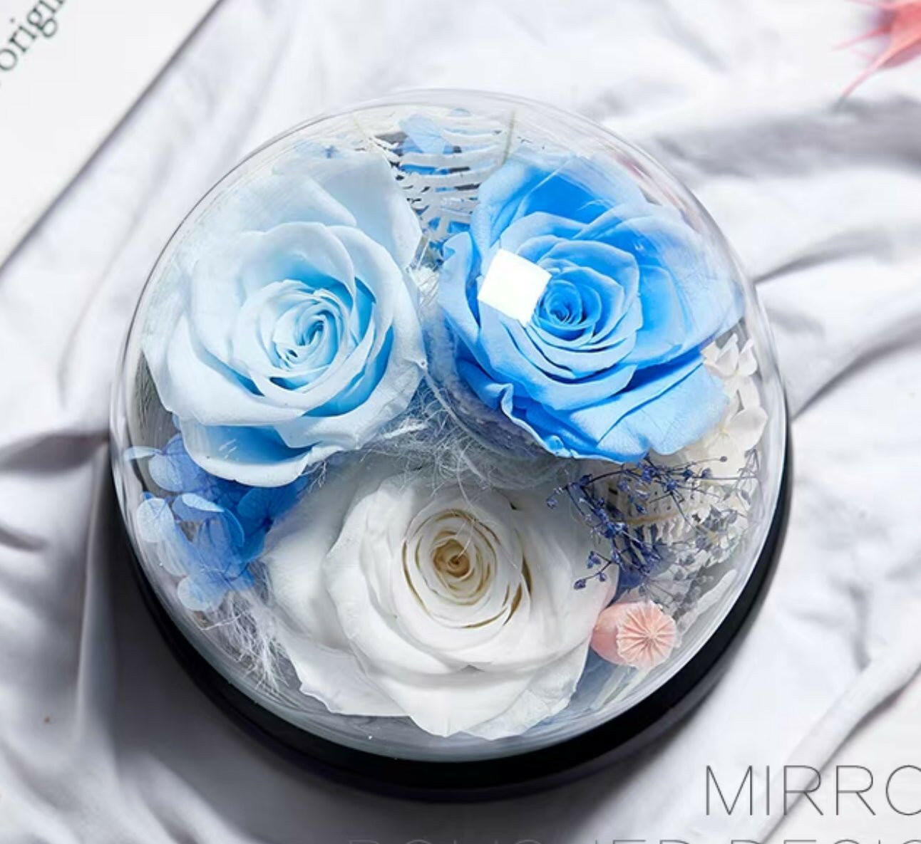 Eternal Flower Rose Bouquet with Glass Gift Box - Bewell Home