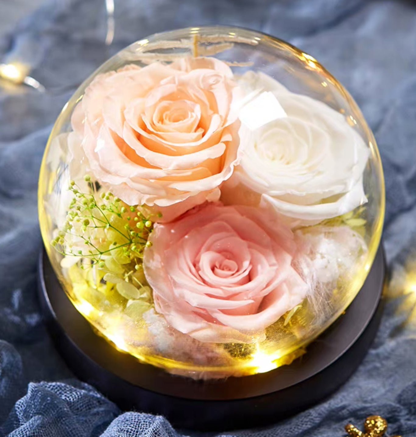 Eternal Flower Rose Bouquet with Glass Gift Box - Bewell Home