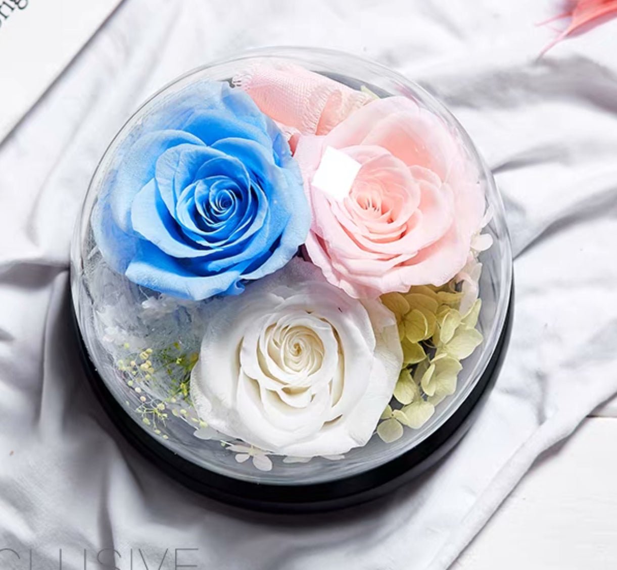 Eternal Flower Rose Bouquet with Glass Gift Box - Bewell Home