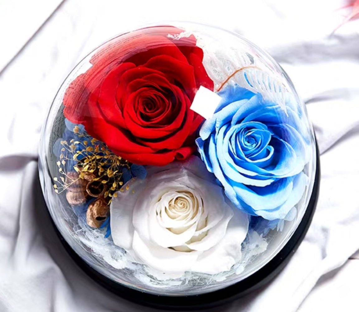 Eternal Flower Rose Bouquet with Glass Gift Box - Bewell Home