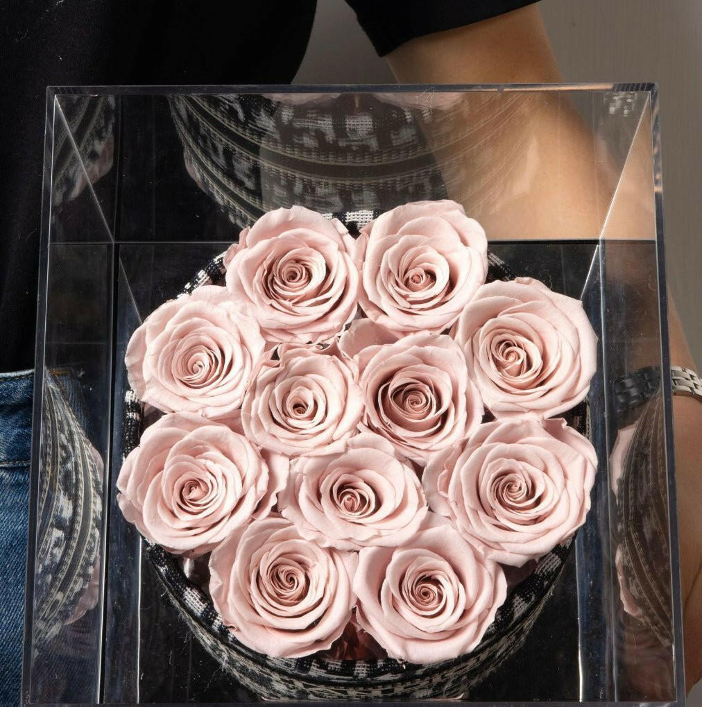 Eternal Flower Rose Bucket with Acrylic Gift Box.