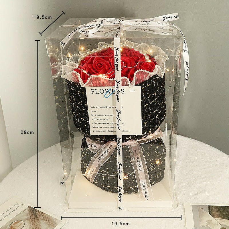 Flower Carnation Rose Bouquet with Light and Gift Box.