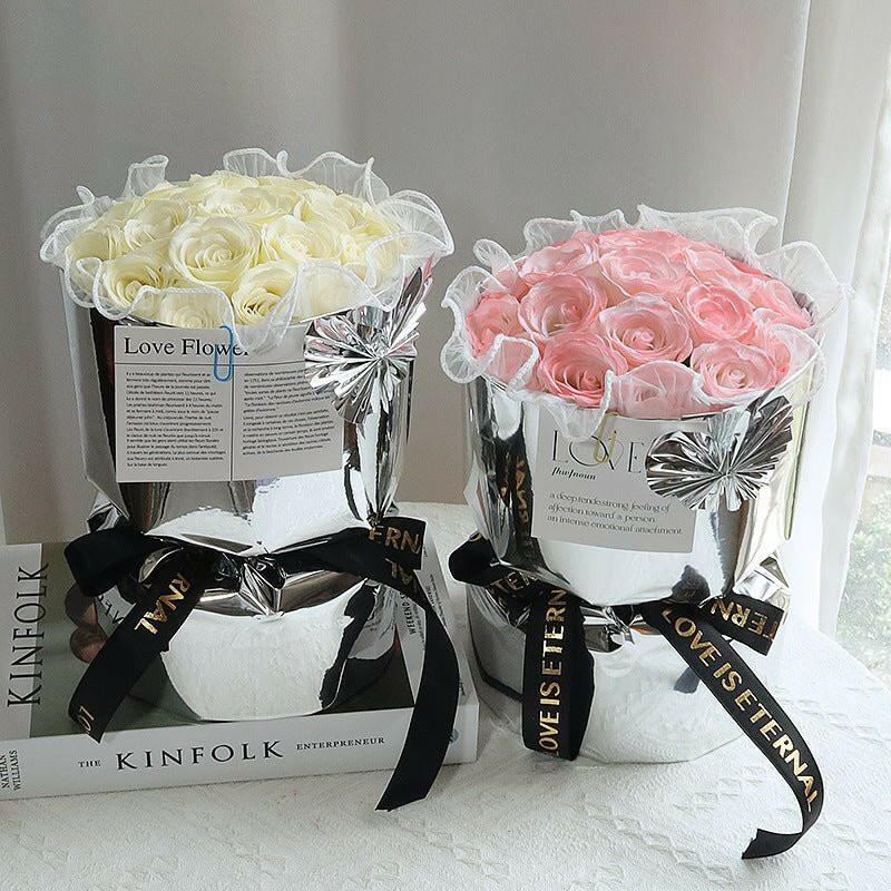 Flower Carnation Rose Bouquet with Light and Gift Box.